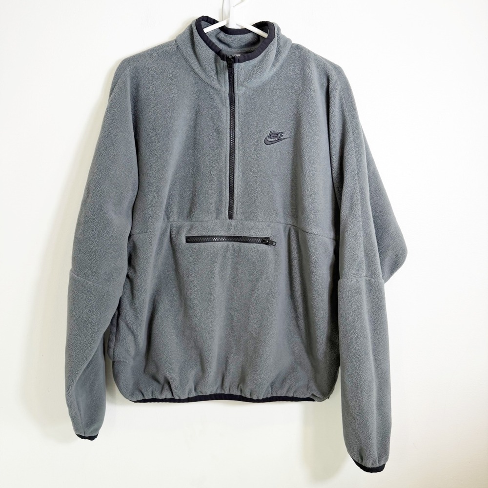 Nike Club Fleece Pullover Mens Small Gray 1/2 1/4 Zip Anorak Jacket DX0525-068